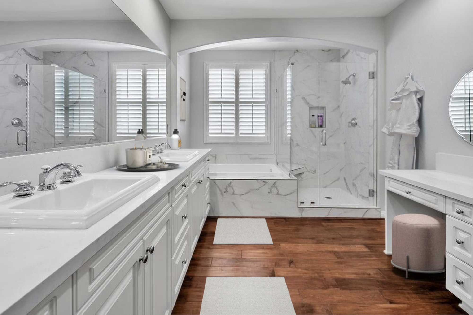 Carlsbad bathroom remodel with frameless shower