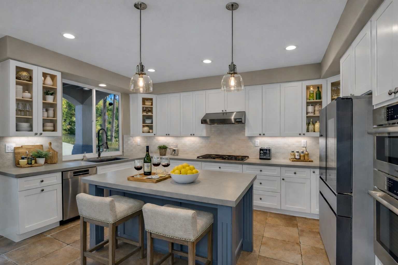Carlsbad Kitchen Remodel With White Cabinets Gray Island
