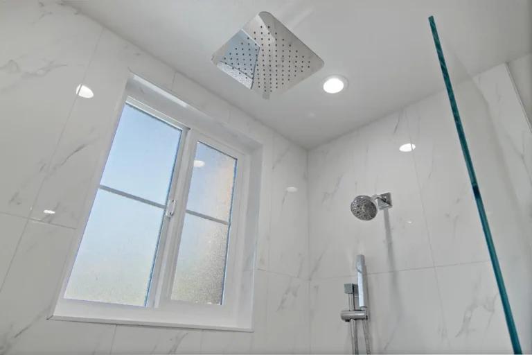 Bright Anaheim bathroom remodel with dual vanity